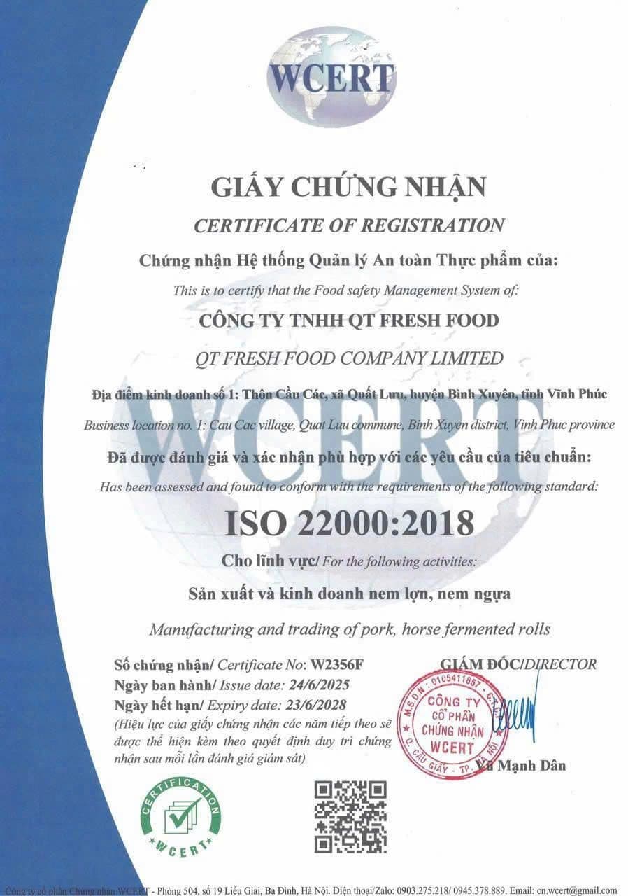 Giấy chứng nhận ISO 22000:2018