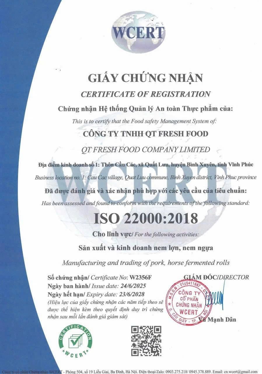 Giấy chứng nhận ISO 22000:2018